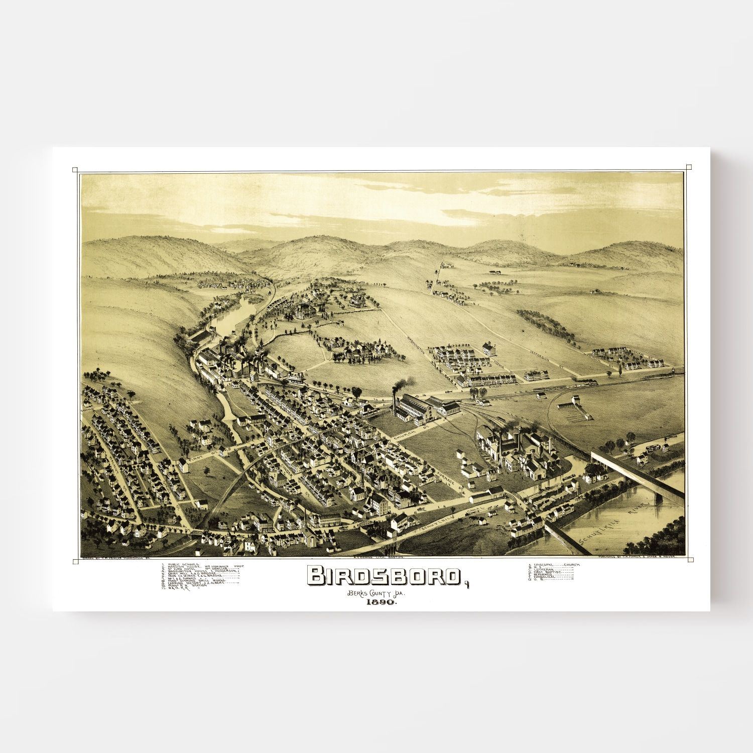 Vintage Map of Birdsboro, Pennsylvania 1890