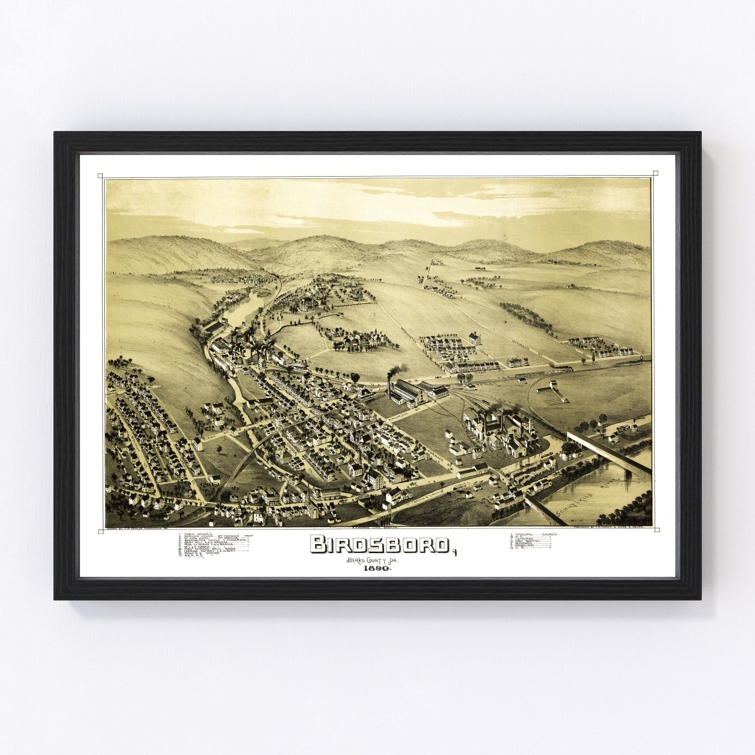 Vintage Map of Birdsboro, Pennsylvania 1890