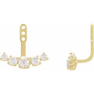 14K Yellow Gold 1 CTW Lab-Grown Diamond Curved Bar Earring Jackets