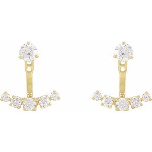 14K Yellow Gold 1 CTW Lab-Grown Diamond Curved Bar Earring Jackets – image 4