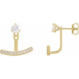 14K Yellow Gold 1/5 CTW Lab-Grown Diamond Curved Bar Earring Jackets – image 3