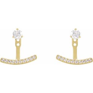 14K Yellow Gold 1/5 CTW Lab-Grown Diamond Curved Bar Earring Jackets – image 4