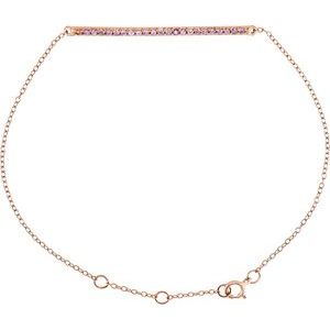 14K Rose Gold Natural Pink Sapphire 8" Bracelet