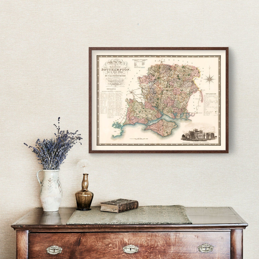 Vintage Map of Southampton England, 1829