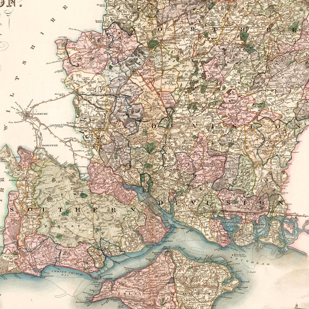 Vintage Map of Southampton England, 1829