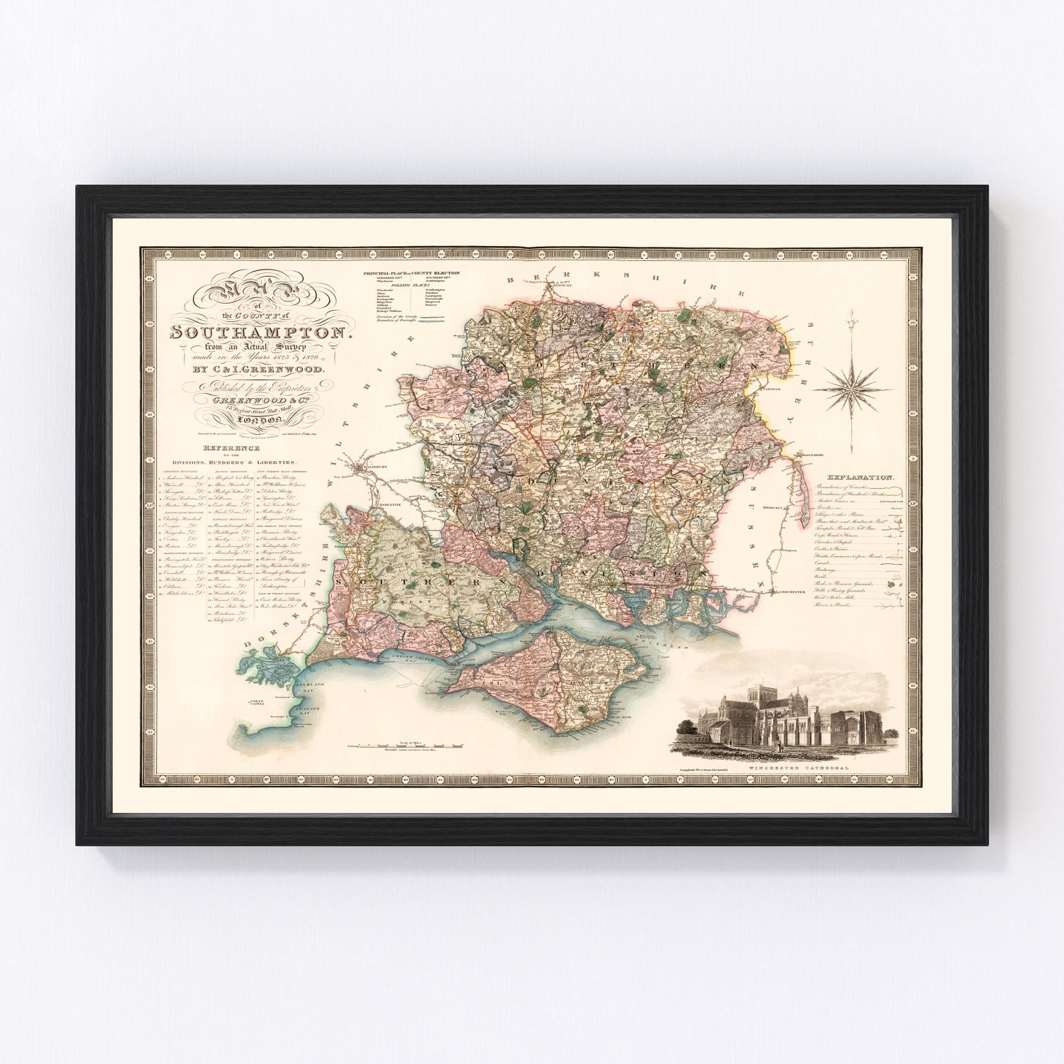 Vintage Map of Southampton England, 1829