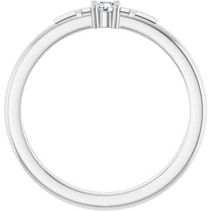 14K White Gold .06 CT Natural Diamond Cross Promise Ring