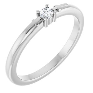 14K White Gold .06 CT Natural Diamond Cross Promise Ring