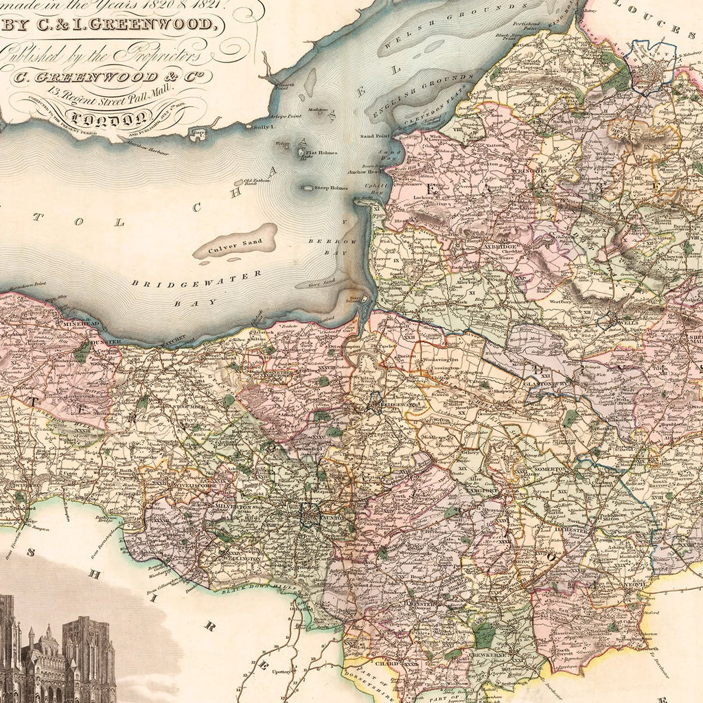 Vintage Map of Somerset England, 1829