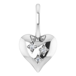 10K X1 White Gold Accented Heart Charm/Pendant Mounting