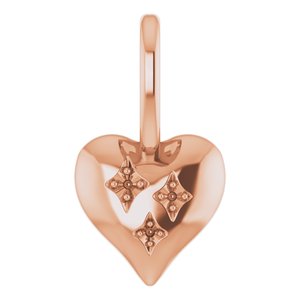 14K Rose Gold Accented Heart Charm/Pendant Mounting – image 2
