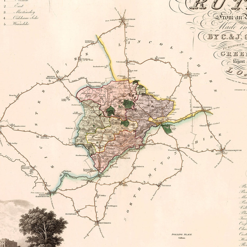 Vintage Map of Rutland England, 1831