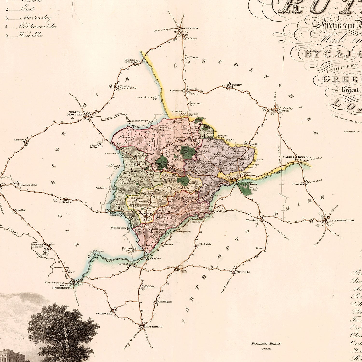 Vintage Map of Rutland England, 1831