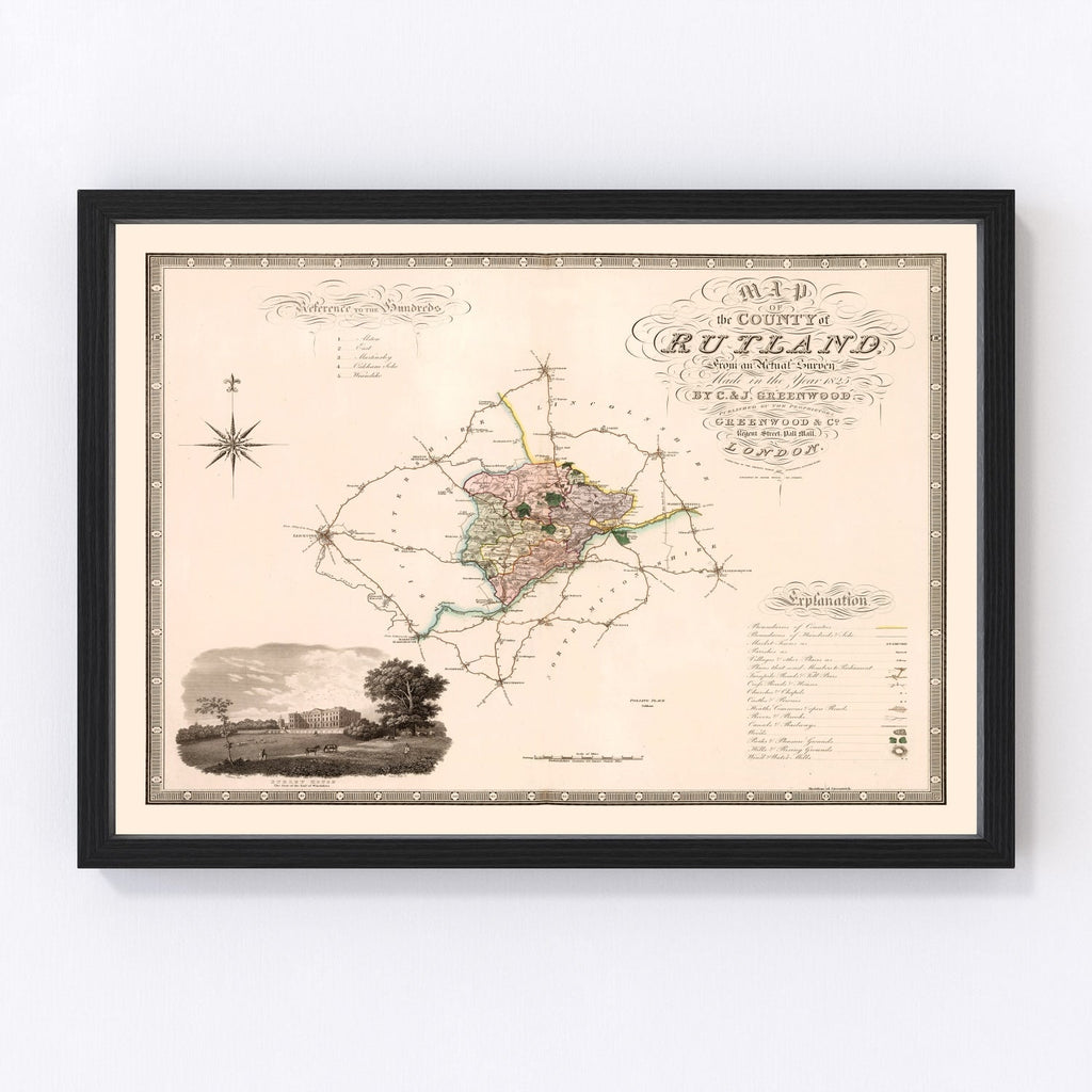Vintage Map of Rutland England, 1831