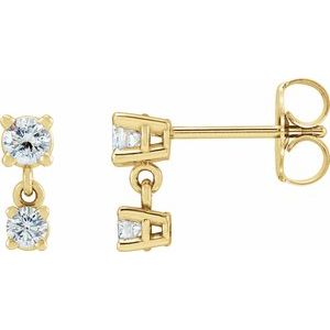 14K Yellow Gold 1/3 CTW Natural Diamond Two-Stone Earrings