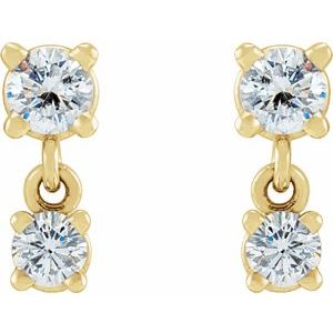 14K Yellow Gold 1/3 CTW Natural Diamond Two-Stone Earrings – image 2
