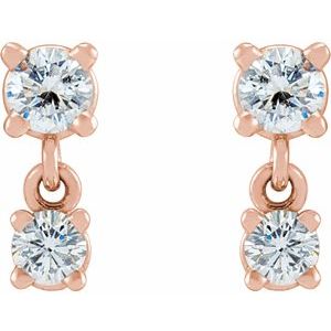 14K Rose Gold 1/3 CTW Natural Diamond Two-Stone Earrings – image 2
