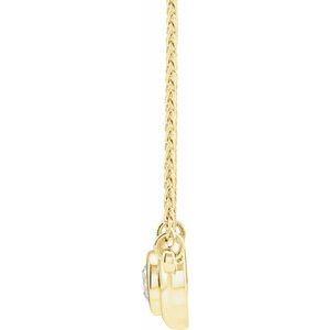 14K Yellow Gold 1/4 CT Natural Diamond Bezel-Set Solitaire 18" Necklace
