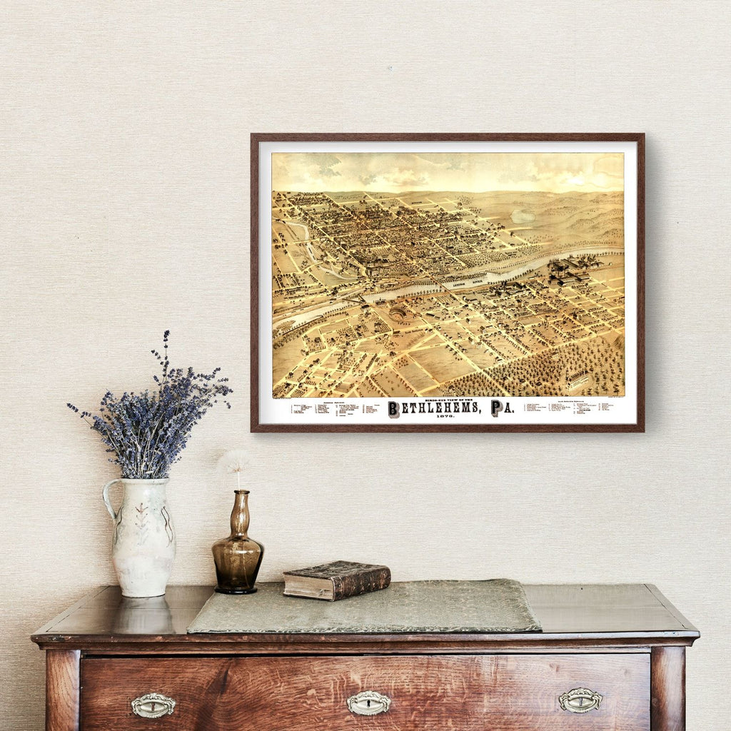 Vintage Map of Bethlehem, Pennsylvania 1878