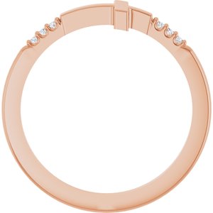 14K Rose Gold .025 CTW Diamond Stackable Sideways Cross Ring