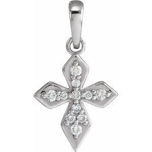 Platinum .05 CTW Natural Diamond Petite Cross Pendant