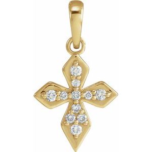 14K Yellow Gold .05 CTW Natural Diamond Petite Cross Pendant