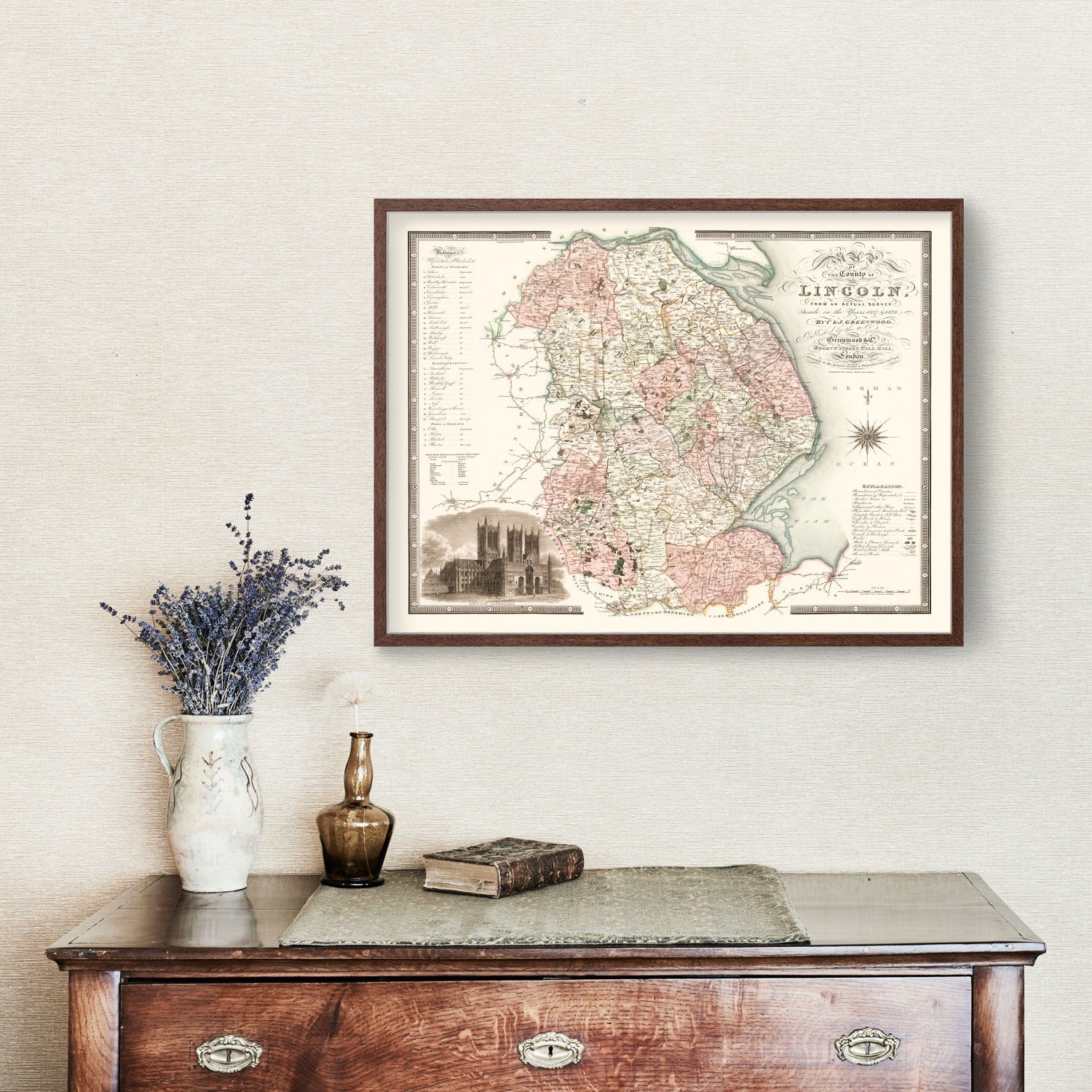 Vintage Map of Lincoln England, 1831