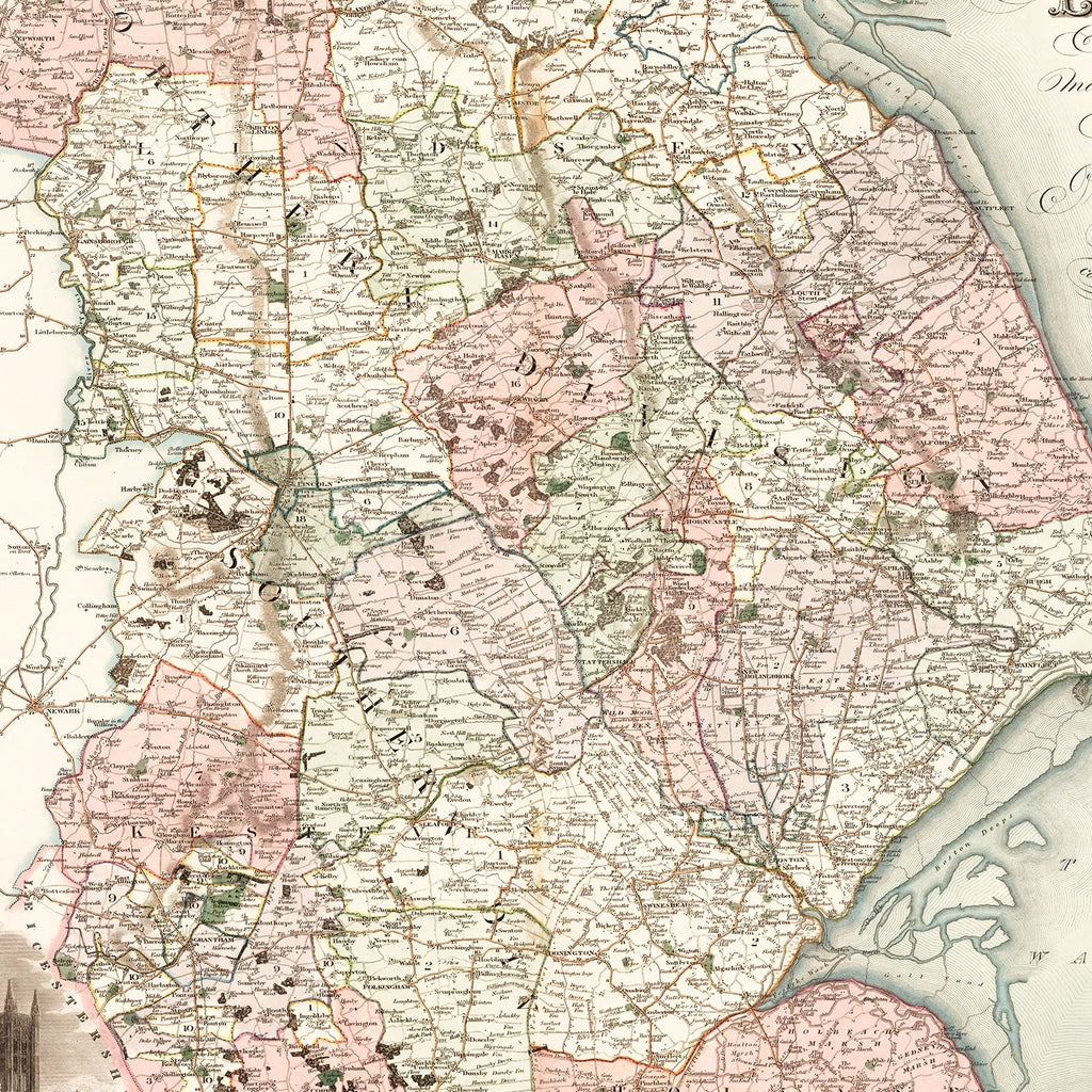 Vintage Map of Lincoln England, 1831