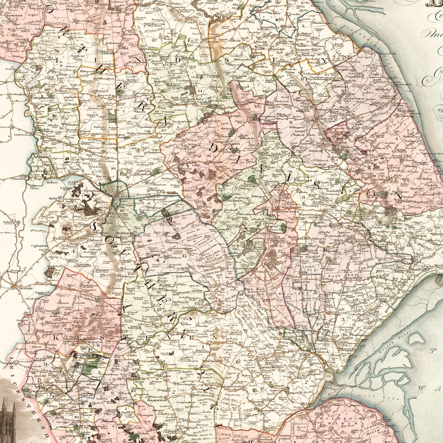 Vintage Map of Lincoln England, 1831