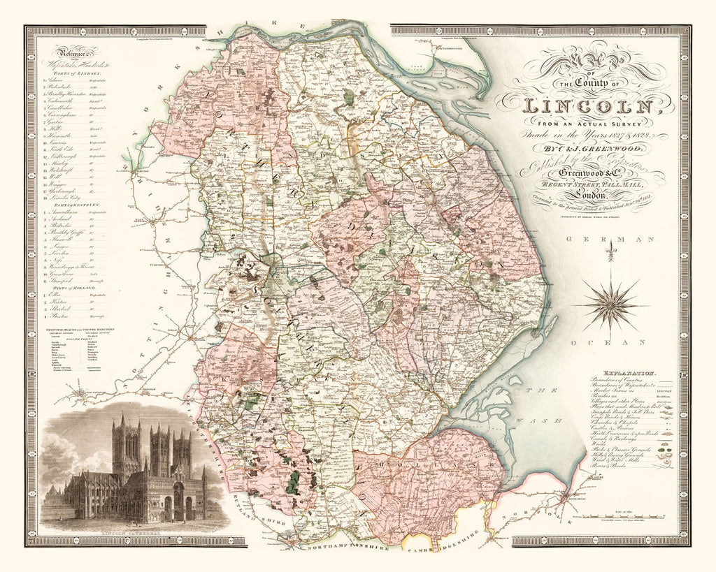 Vintage Map of Lincoln England, 1831