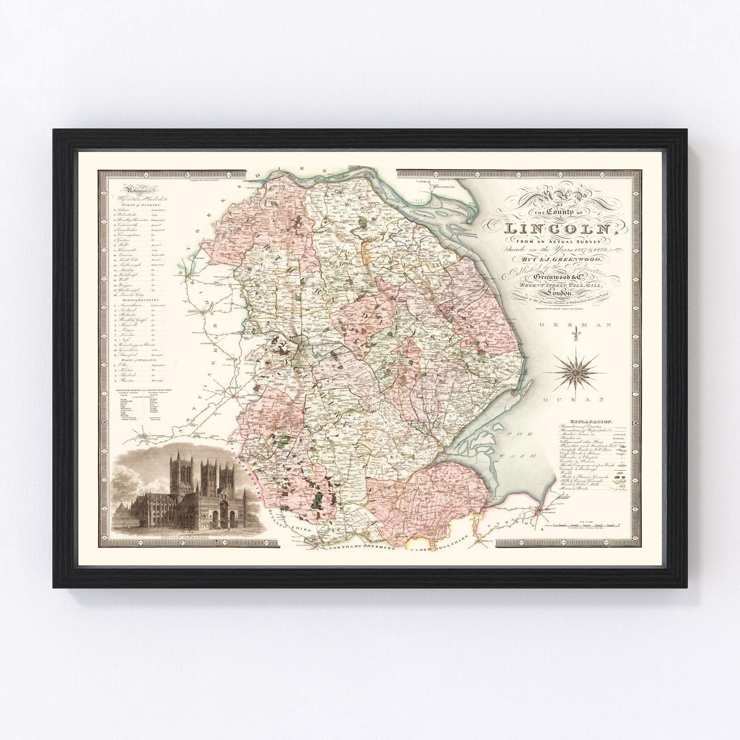 Vintage Map of Lincoln England, 1831