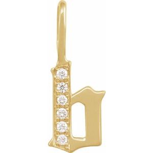 14K Yellow Gold .05 CTW Natural Diamond Gothic Initial B Charm/Pendant