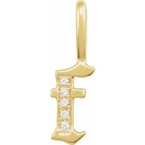 14K Yellow Gold .04 CTW Natural Diamond Gothic Initial F Charm/Pendant