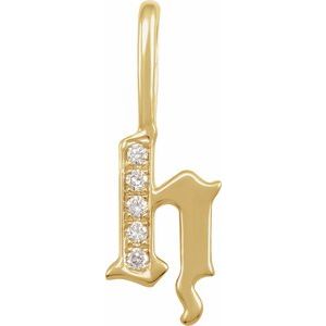 14K Yellow Gold .04 CTW Natural Diamond Gothic Initial H Charm/Pendant