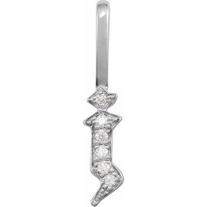 14K White .035 CTW Natural Diamond Gothic Initial J Charm/Pendant