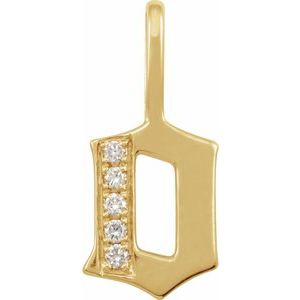 14K Yellow Gold .05 CTW Natural Diamond Gothic Initial O Charm/Pendant