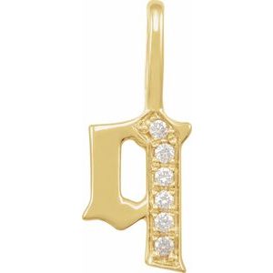 14K Yellow Gold .045 CTW Natural Diamond Gothic Initial Q Charm/Pendant