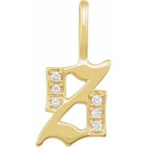 14K Yellow Gold .04 CTW Natural Diamond Gothic Initial S Charm/Pendant
