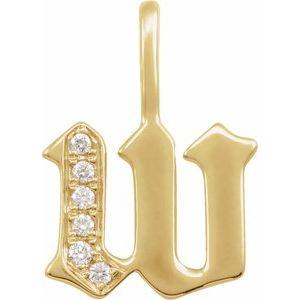 14K Yellow Gold .06 CTW Natural Diamond Gothic Initial W Charm/Pendant