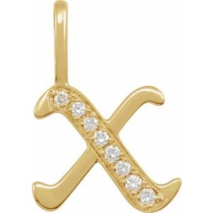 14K Yellow Gold .08 CTW Natural Diamond Gothic Initial X Charm/Pendant