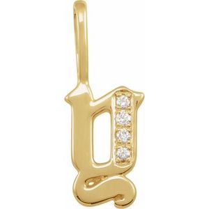 14K Yellow Gold .03 CTW Natural Diamond Gothic Initial Y Charm/Pendant