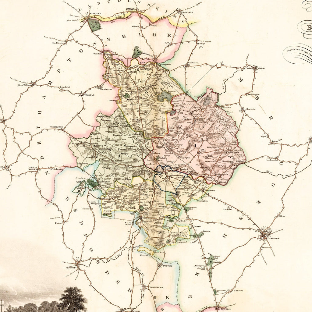 Vintage Map of Huntingdon England, 1831