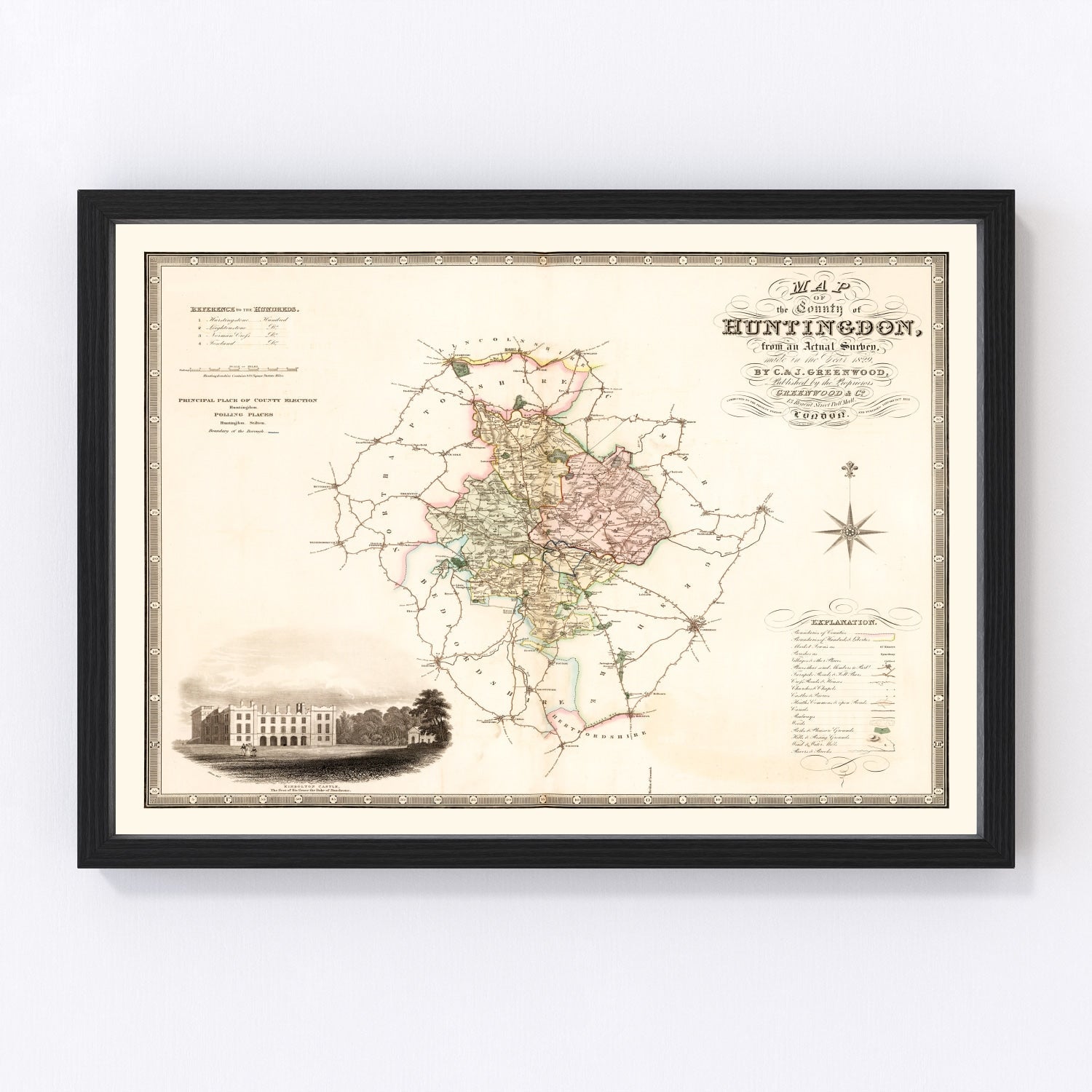 Vintage Map of Huntingdon England, 1831