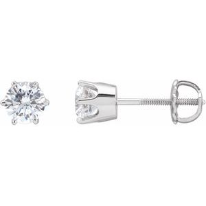 14K White Gold 5.25 mm  Imitation White Cubic Zirconia Stud Earrings
