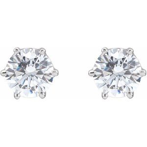 14K White Gold 5.25 mm  Imitation White Cubic Zirconia Stud Earrings – image 2