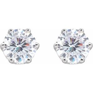 14K White Gold 5.75 mm  Imitation White Cubic Zirconia Stud Earrings – image 2