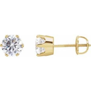 14K Yellow Gold 6.5 mm  Imitation White Cubic Zirconia Stud Earrings