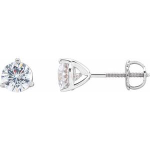 14K White Gold 5.7 mm Imitation White Cubic Zirconia Stud Earrings
