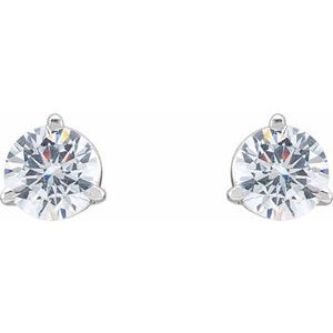 14K White Gold 5.7 mm Imitation White Cubic Zirconia Stud Earrings – image 2
