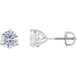 14K White Gold 6.5 mm Imitation White Cubic Zirconia Stud Earrings